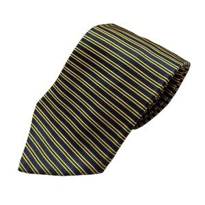 Brooks Brothers Makers All Silk Made in USA Yellow Green Navy Striped Tie